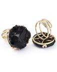 Ring with raw black oxidian pepper - adjustable