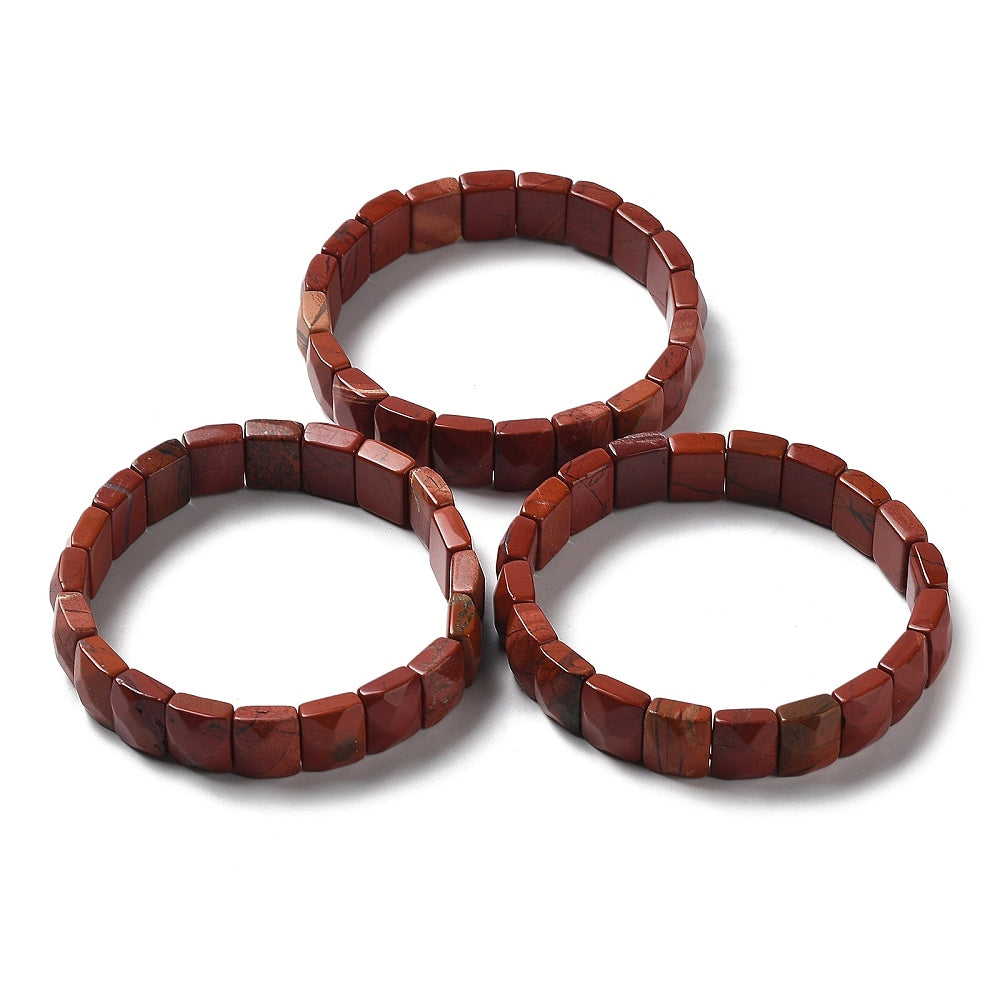 Faceted bracelet in red jasper stone - courage, determination and emotional stability