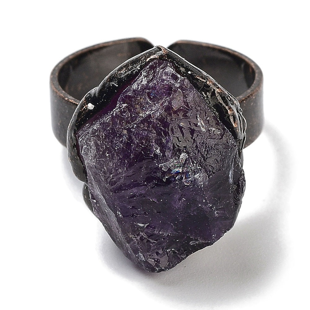 Ring with raw amethyst pepper - adjustable