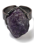 Ring with raw amethyst pepper - adjustable