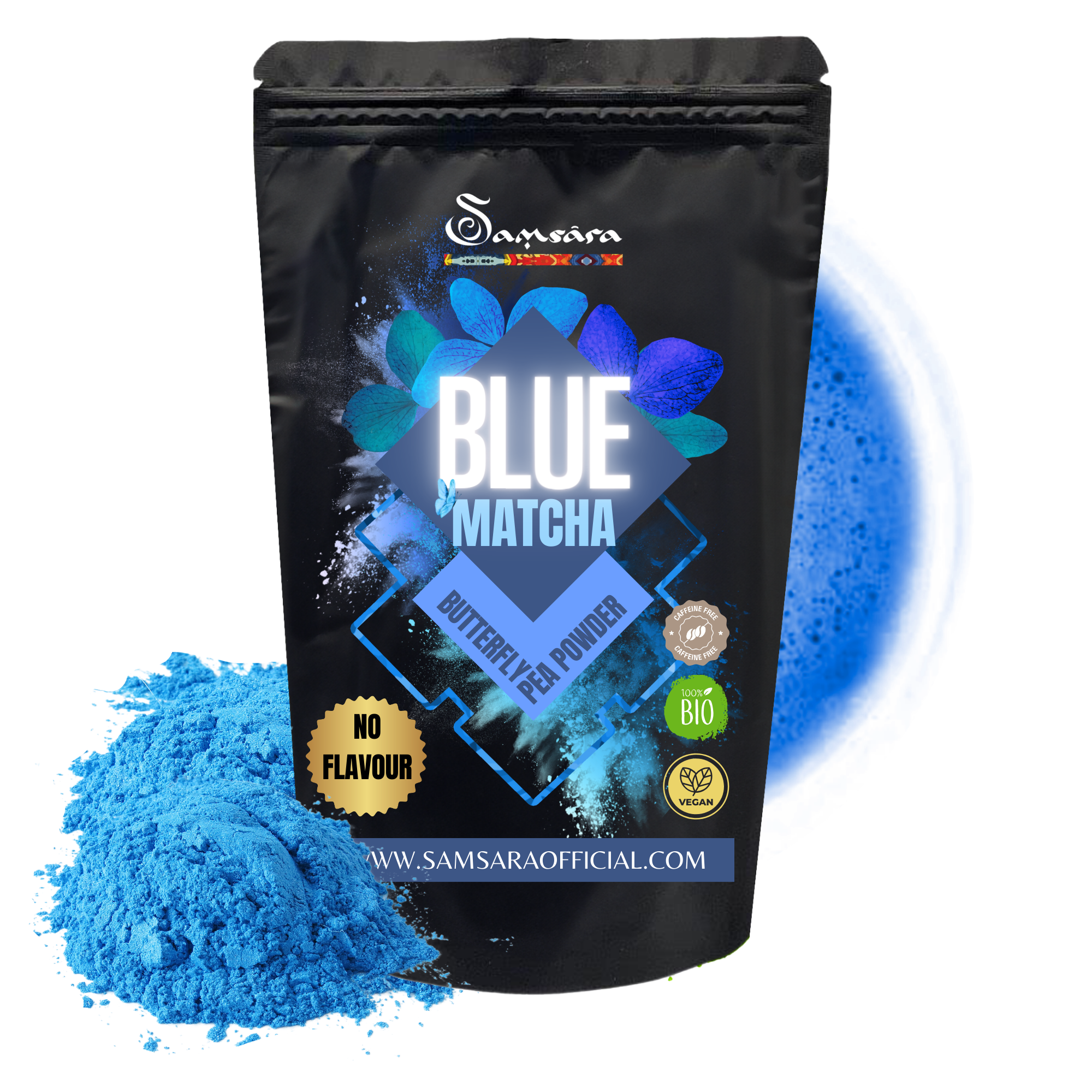 Samsara Matcha blue tea - natural flavor | 100% BIO BLUE PARTH FLOWERS | Against anxiety and stress, natural antioxidant, made in Thailand