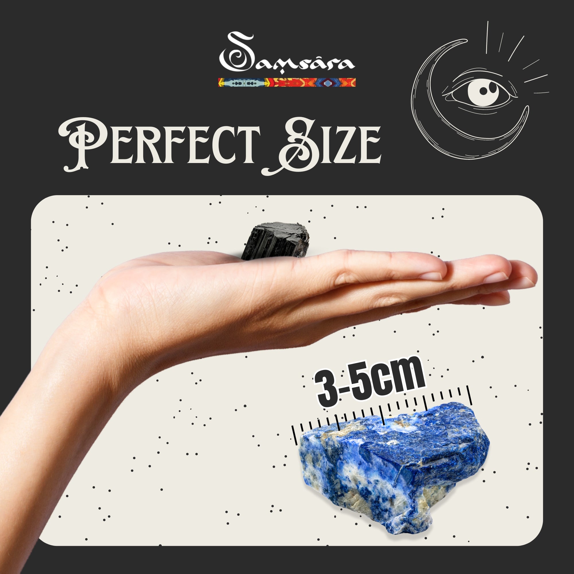 Samsara - Black Timaline Natural Rough Stone With Gift Pack and Information Leave