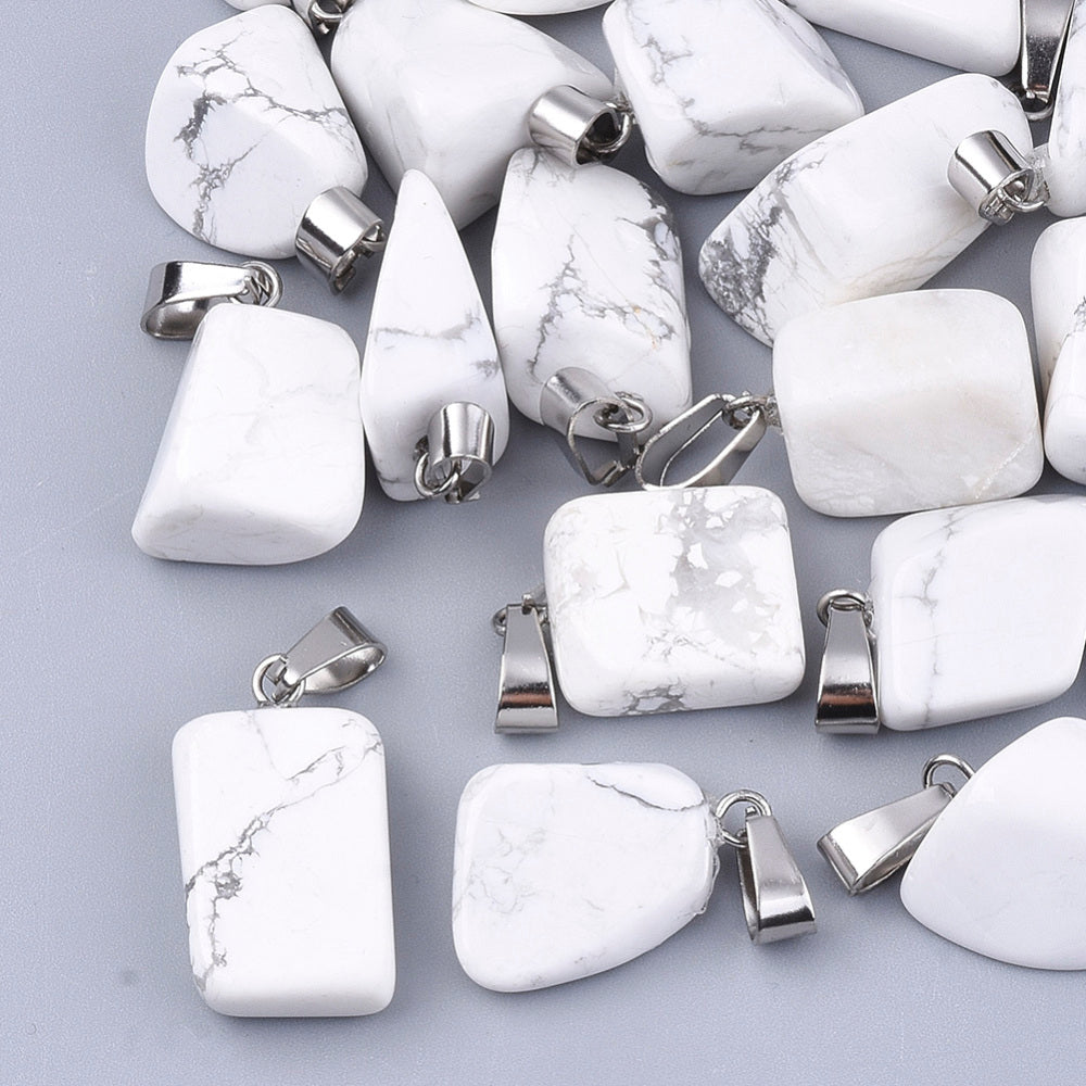 Ciondolo in pietra Howlite burattata - Calma e positività