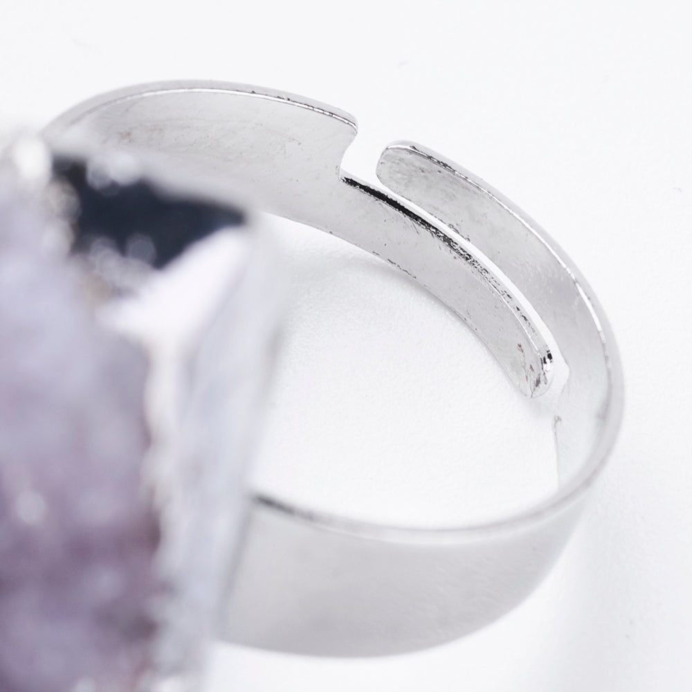 Ring with Amethyst Drusa - Adjustable