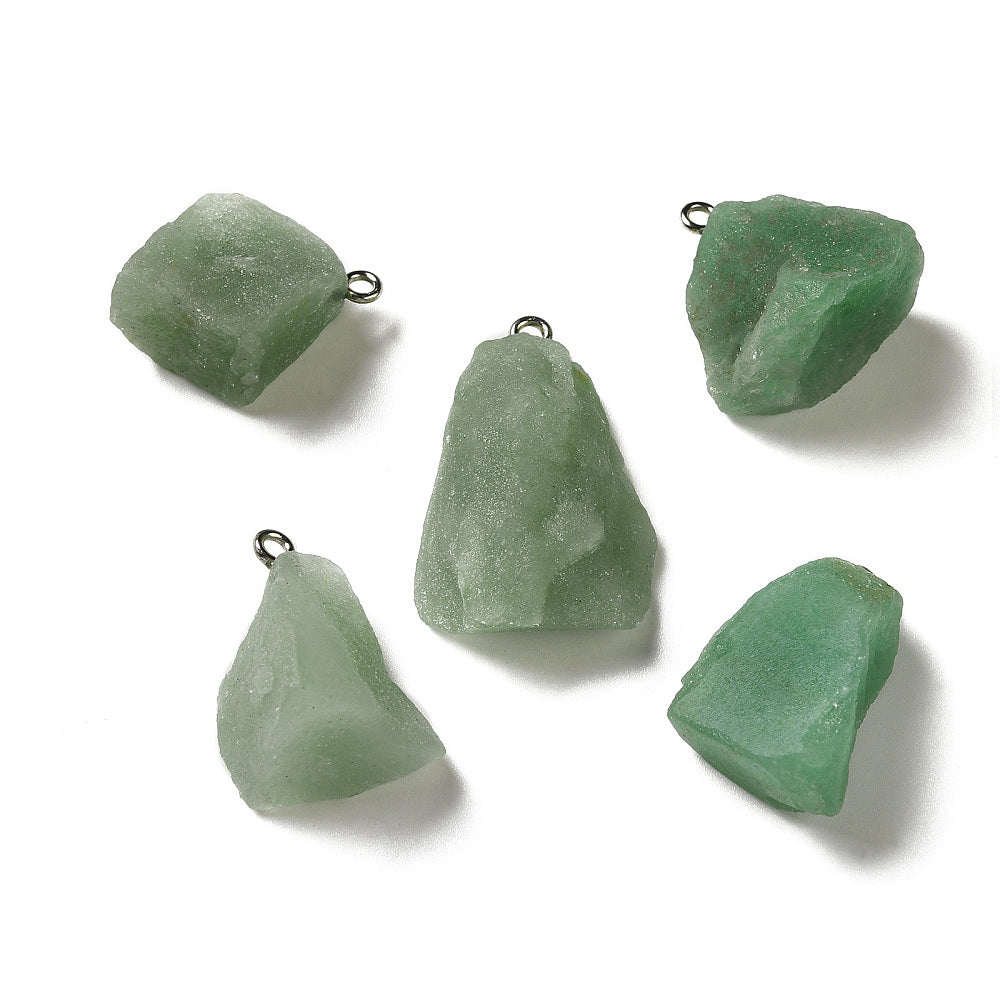 Ciondolo in Quarzo verde grezzo con occhiello - Equilibrio emotivo e creatività