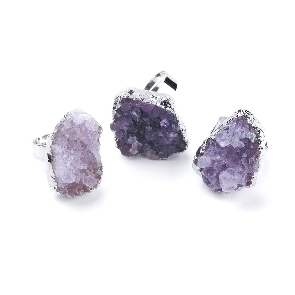 Ring with Amethyst Drusa - Adjustable
