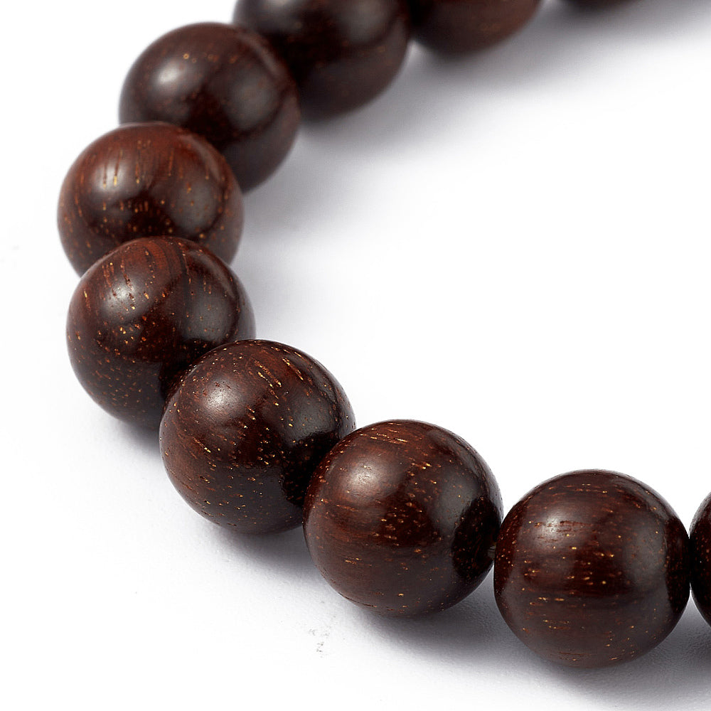 Mala bracciale in legno di Sandalo Rosso - elastico con fiore di loto