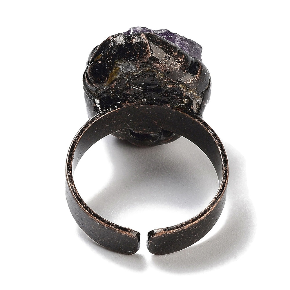 Ring with raw amethyst pepper - adjustable