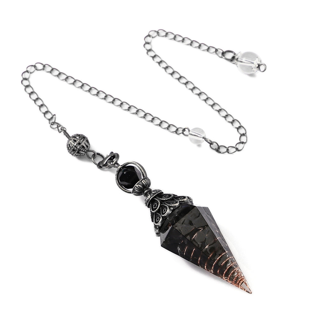 Orgonite pendulum in black obsidian - protective force and energy harmony