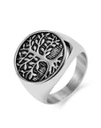 Ring with tree of life in stainless steel