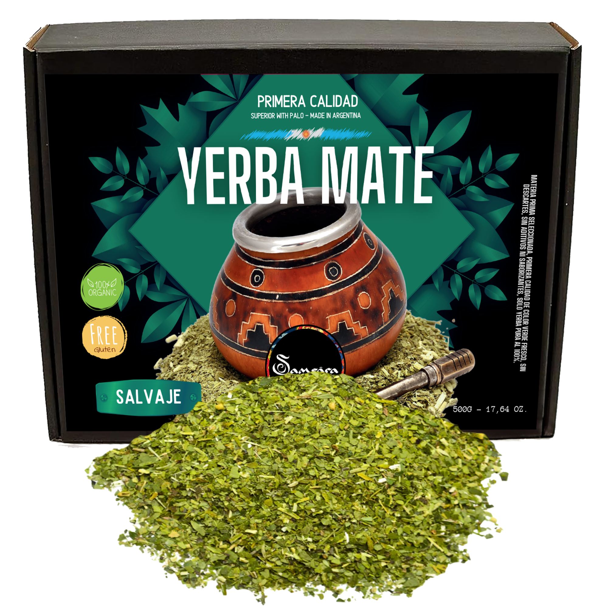 Samsara - Yerba Mate Gluten -free artisan, Salvaje | Traditional Macina Without Palo | Made in Argentina