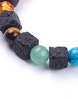 7 chakra lava stone bracelet - elastic