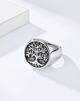 Ring with tree of life in stainless steel