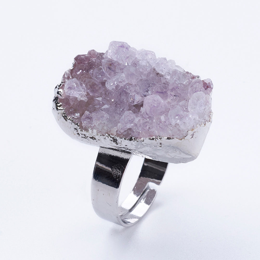 Ring with Amethyst Drusa - Adjustable