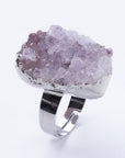 Ring with Amethyst Drusa - Adjustable