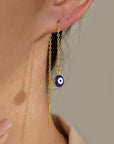 Orecchini a filo con pendente amuleto Nazar con placcatura oro 18K - Protezione dal malocchio
