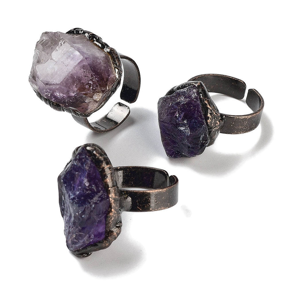 Ring with raw amethyst pepper - adjustable