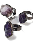 Ring with raw amethyst pepper - adjustable