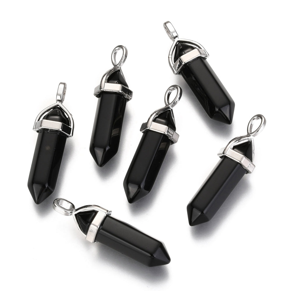 Black obsidian prism pendant - self -aware stone