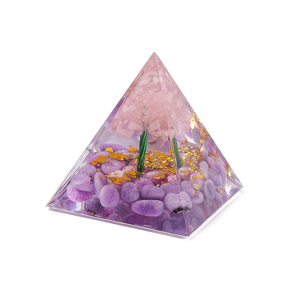 Piramide orgonica con lamina oro - Ametista