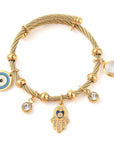 Bracciale regolabile Occhio di Diavolo protezione dal malocchio in acciaio inossidabile