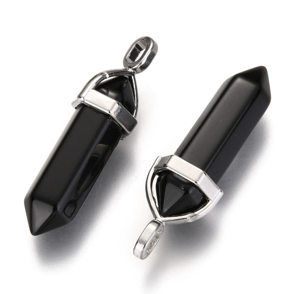 Black obsidian prism pendant - self -aware stone