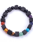 7 chakra lava stone bracelet - elastic