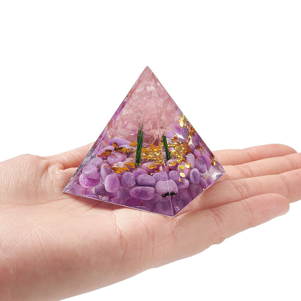 Piramide orgonica con lamina oro - Ametista