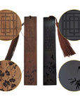 Bookmaking in Rosewood and African Blackwood with engraving - Bamboo and plum flowers