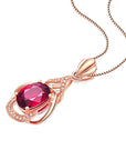 COLLANA CON TORMALINA ROSSA IN ARGENTO 925 PLACCATO ORO ROSA - Energia del cuore, vitalità e passione