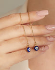 Orecchini a filo con pendente amuleto Nazar con placcatura oro 18K - Protezione dal malocchio