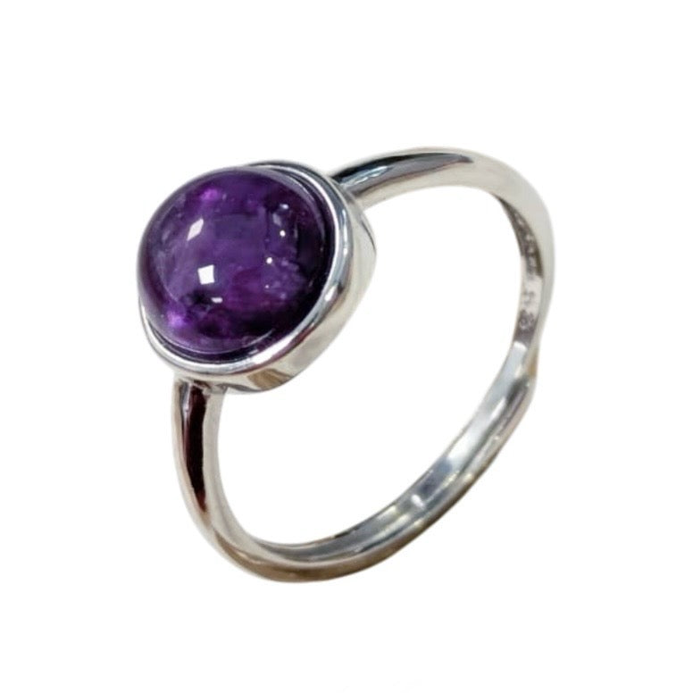 Ring with 925 silver amethyst - adjustable