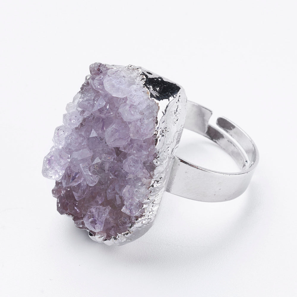 Ring with Amethyst Drusa - Adjustable