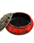 Bruciaincenso in ceramica con coperchio - Rosso