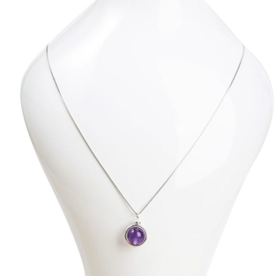 Collana con pendente a sfera in Ametista - Argento 925