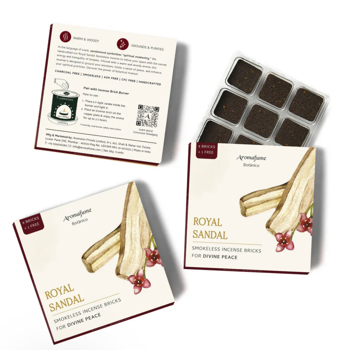 Aromafume Royal Sandal Incense bricks - No smoke and ash