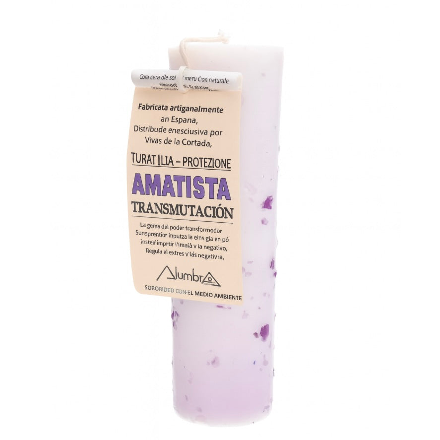 CANDELA ARTIGIANALE CON AMETISTA - Transmutazione