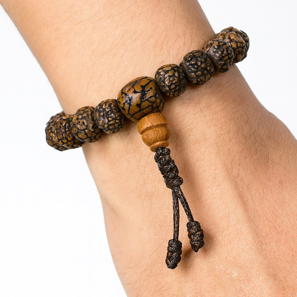 Mala bracelet in adjustable rudraksha - 21 polished grains