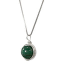 Necklace with sphere pendant in Malachite - 925 silver