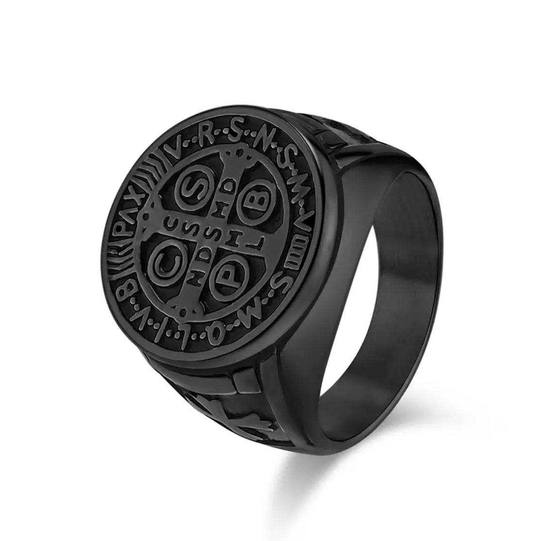 San Benedetto cross ring in 304 free nickel stainless steel - different black color sizes