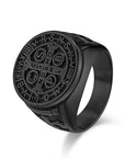 San Benedetto cross ring in 304 free nickel stainless steel - different black color sizes