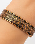Magnetic copper bracelet with flower flower