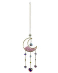 Acchiappa sole a forma di luna con Quarzo rosa - Cristallo 47cm