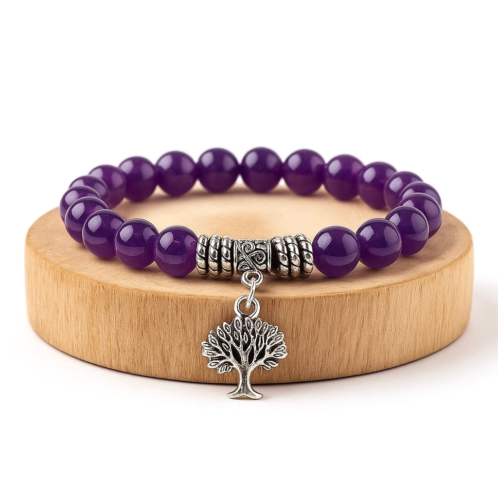 Amethyst stone bracelet with tree of life - anti -stress and balance between mind and spirit