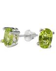 Orecchini solitario con Peridoto in rame bianco