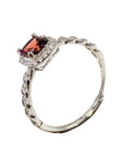 Anello con Granato rosso in argento 925 - Regolabile