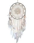 Acchiappasogni bianco con piume - Diametro 40cm
