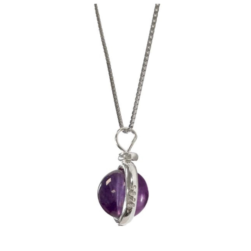 Collana con pendente a sfera in Ametista - Argento 925