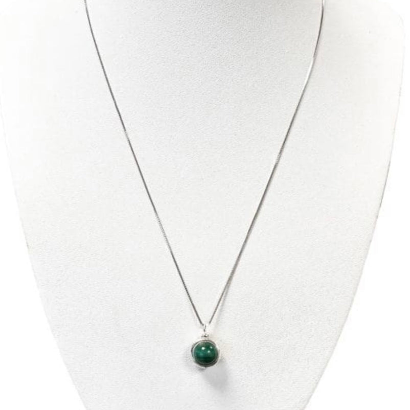 Collana con pendente a sfera in Malachite - Argento 925