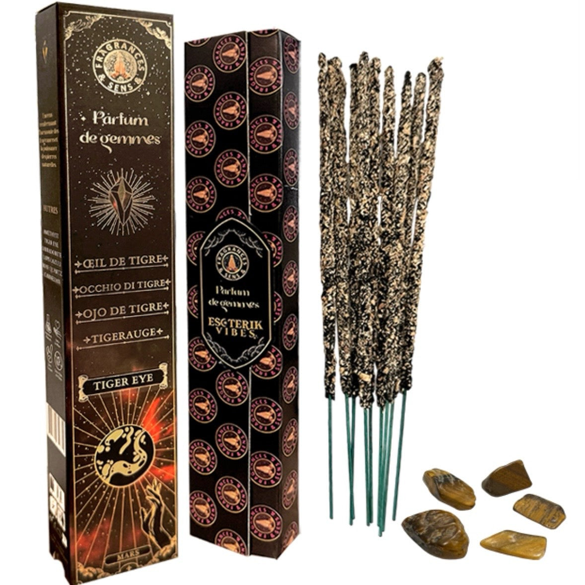 Parfum de Gemmes incense in sticks and fragments of natural stone in flakes - Tiger eye